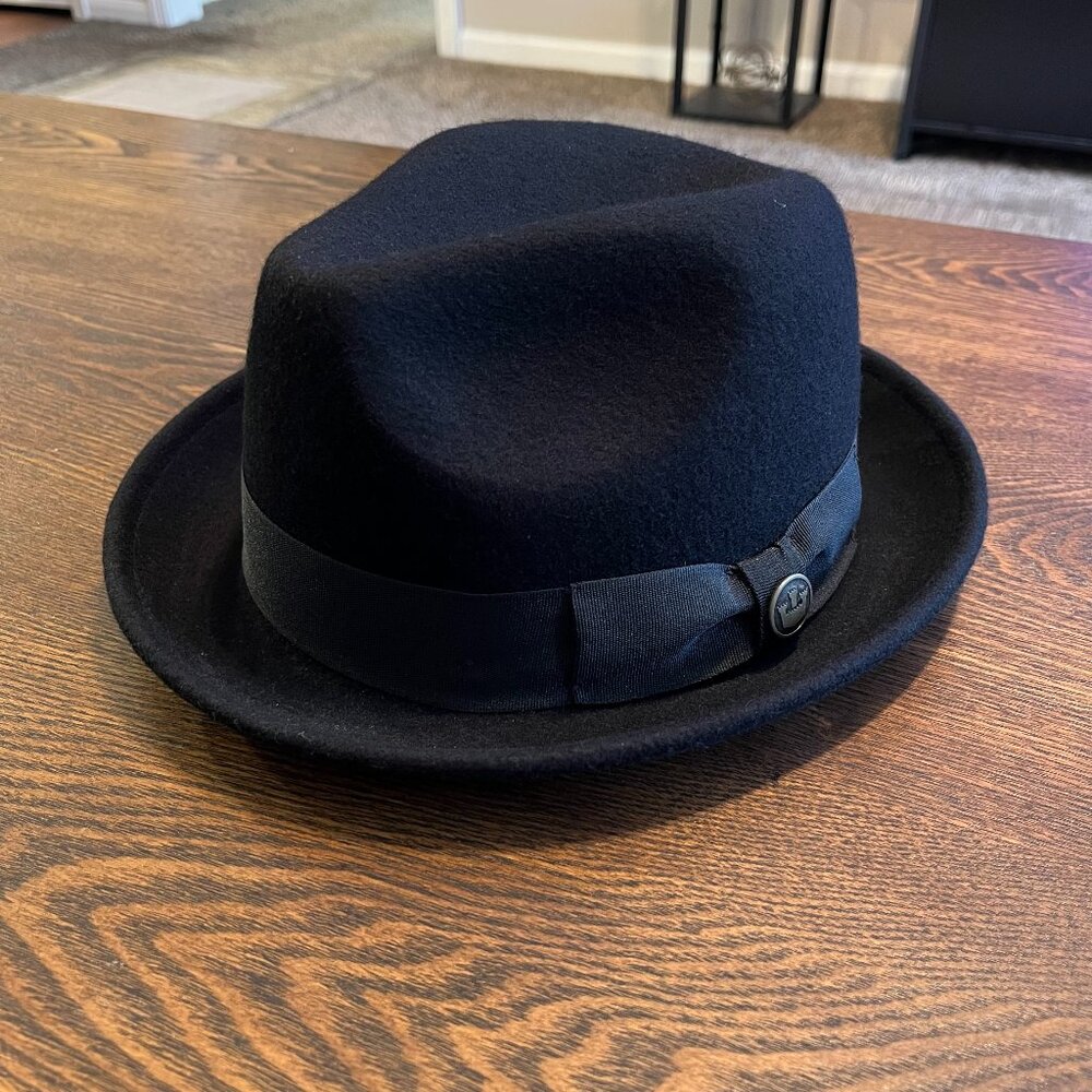 GOORIN BROS.  “DEAN THE BUTCHER” 100% wool Fedora, Black, Size MEDIUM